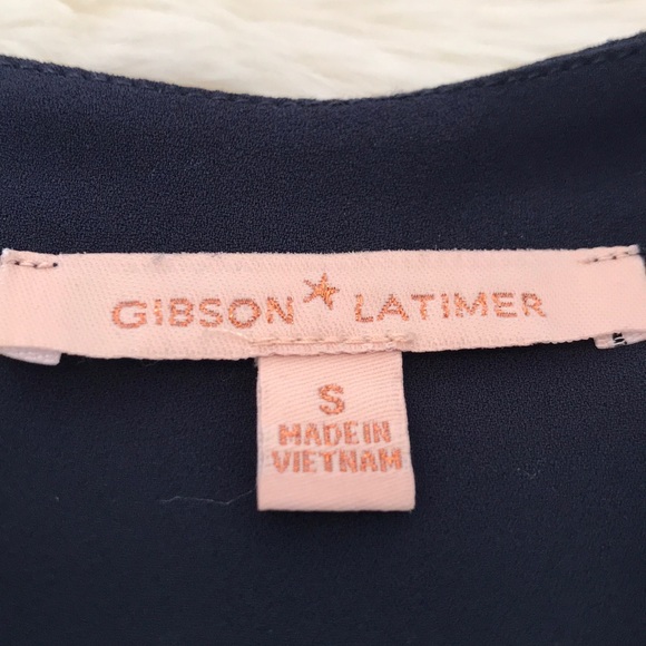 Dark Blue Vneck Utility Blouse - Gibson Latimer - Picture 3 of 3